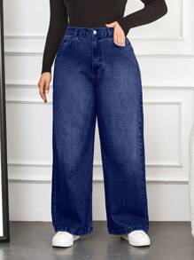 RueChic Plus High Waist Wide Leg Jeans