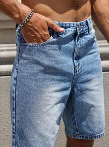 Manfinity Homme Shorts en jean délavé d'été pour hommes