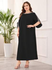 Lacomfia Plus Size Fashionable Elegant Summer Dress - Black - View 6