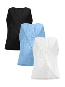 Easithlete Minimalist Solid Color Jacquard Racerback Sports Athletic Tank Top - Multicolor - View 2