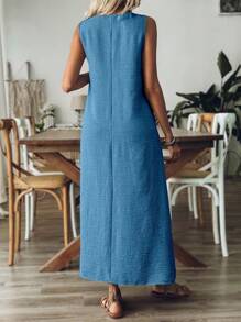 Damen Große Größen Minimalistische Langarm Kleid für den Alltag