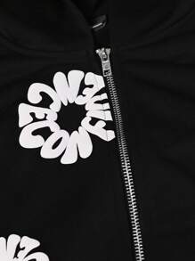 Manfinity EMRG Plus Size Men's Floral Print Zip-Up Hoodie Sweatshirt, Fall