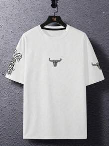 Manfinity Homme Men's Round Neck Short Sleeve T-Shirt, Fashionable For Summer