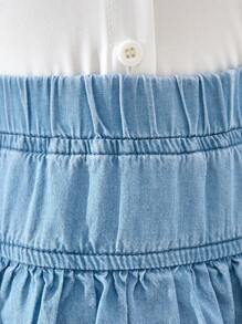 SHEIN Baby Girl Blue Denim Multilayer Cake Tutu Ruffle Skirt - Light Wash - View 4