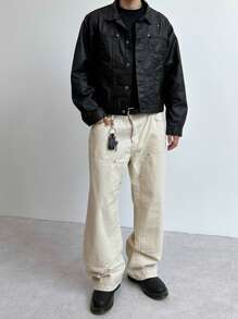 DAZY 米色男士休闲牛仔裤，夏季时尚，返校服装