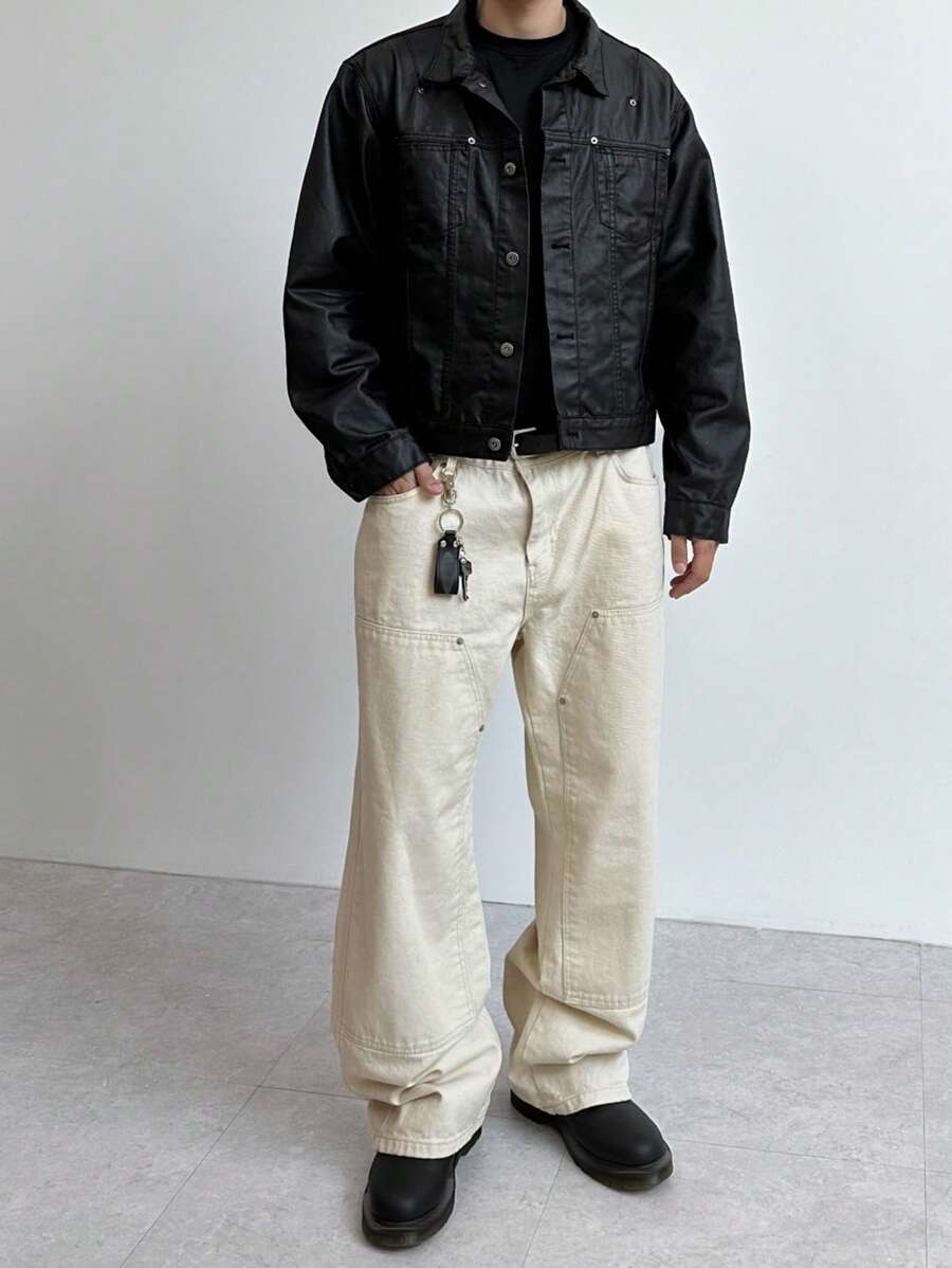 DAZY 米色男士休闲牛仔裤，夏季时尚，返校服装