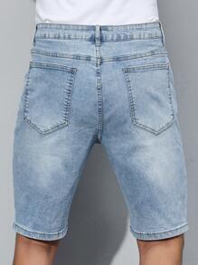 Manfinity Homme 大码男士休闲做旧水洗牛仔短裤