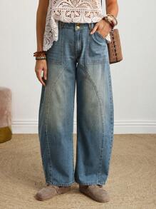 EMERY ROSE 女士宽松牛仔裤，夏季时尚