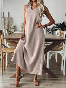 Plus Size Women Minimalist Commuting Long Dress