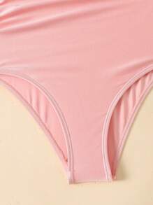 SHEIN Leap Crew Tween Girls Asymmetrical Ruffle Trim One Piece Swimsuit - Baby Pink - View 5