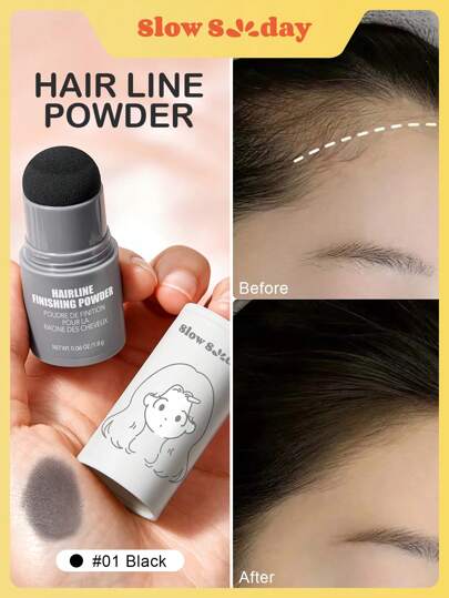Slow Sunday Hairline Finishing Powder, Black, Cover Roots, Fill In Sparse Spots, Multiple Color Options, Suitable For All Hair Types, Ideal For Holiday, Party, Travel, Outdoor Activity, Y2k Fashion, And Cosplay, For Valentine'S Day, Valentines Gift, Suitable For Spring Personal Care