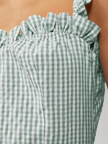 MISSGUIDED Minidress estiva a quadretti con volant sulle spalline, scollo quadrato, adatta per look cottage core, primavera/estate, adatta per tè in giardino, picnic, campagna