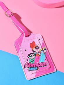THE POWERPUFF GIRLS X SHEIN Cute Blossom, Bubbles, Buttercup Pattern Pink Luggage Tag