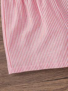 SHEIN 2件套青少年女孩编织格子圆领背心和短裤休闲套装 - 西瓜粉 - 查看 5