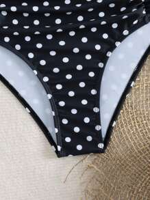 Swim Mod 1pc Mod High Waist Ruffle Detail Tankini Swimsuit For Women, Polka Dot Print, Bodycon Summer - Multicolor - View 4