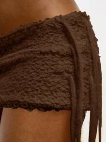 SUMWON WOMEN 钩针流苏迷你裙，带侧边流苏细节，Y2K 节日风格夏季海滩侧开叉波西米亚舞会服装 - 棕色 - 查看 7