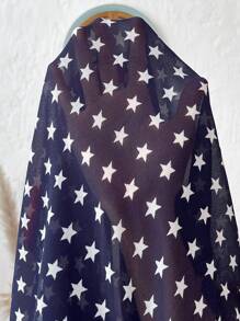 SHEIN LUNE Plus Size Women National Flag Lightweight 4th Of July Cover Up Kimono - Navy Blue - View 7