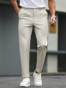 Manfinity Bizformal Men's Fashion Business Casual Trousers, Suitable For Commuting Men's Suit And Pants Pants For Men Suit Pants Men Pants Casual Men's Suit Pants Formal Pants For Men - Beige - View 5