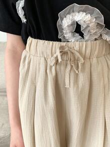 DAZY Tween Girls Fall Casual Wide Leg Pants - Apricot - View 2