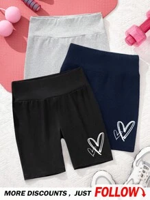Mallas minimalistas de longitud media casuales para niñas preadolescentes, apropiadas para primavera/verano
