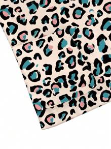 Leopard Print Short Sleeve Scrub Uniform Top - Multicolor - View 4