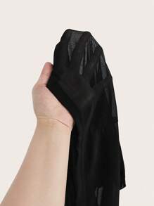 SHEIN BASICS 2 件套休闲纯色短款吊带背心和圆领宽松短款短袖透明网眼上衣 - 黑色 - 查看 6