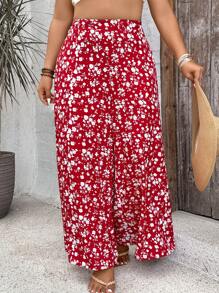 SHEIN VCAY 大码女式碎花宽松裤，休闲度假装 - 彩色 - 查看 3