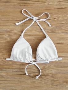 Vaytide Top bikini triángulo de espalda con cordón - Blanco - Ver 6