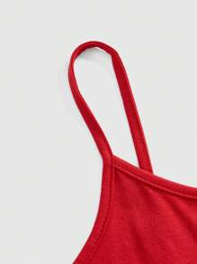 Strawberry Shortcake | ROMWE Spring/Summer Women Cartoon Figure Graphic Red Cami Top, Suitable For Summer - Red - View 4