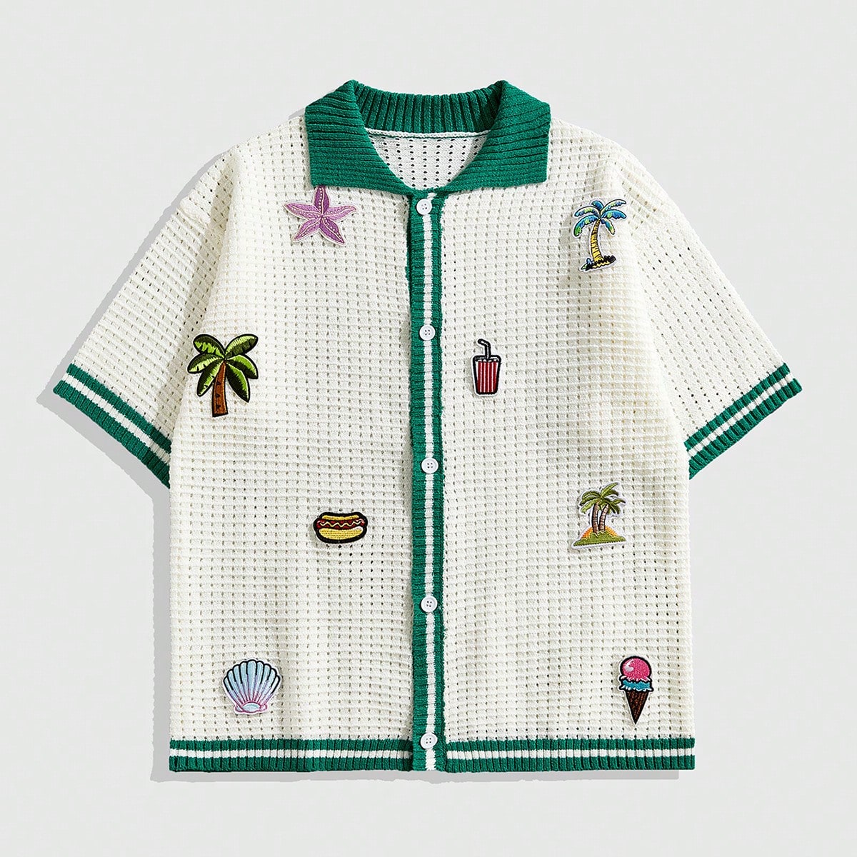 Camisa de manga corta de escote en V para hombres, moda para el verano