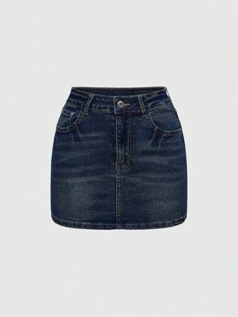 Grunge Punk Minifalda vaquera con parche de estrella, de talle ultrabajo y estilo retro grunge Y2K para mujer