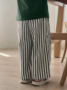 Hapijoa 男童条纹休闲裤，春夏 - 黑與白 - 查看 2