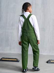 Pantalones de mezclilla con tirantes casuales y versátiles para el estilo urbano diario de niños