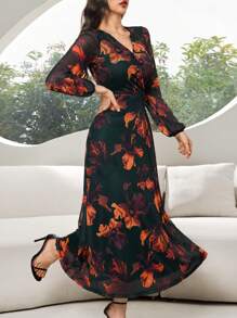 Vestido de mujer elegante con estampado floral en todo el diseño para otoño - Multicolor - Ver 10