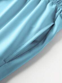 Manfinity Homme Men's Letter Print Casual Shorts For Summer - Blue - View 4