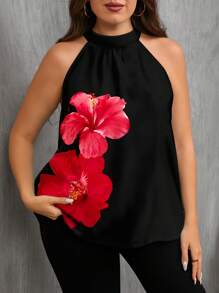 SHEIN Clasi Áo cổ yếm in hoa cỡ lớn cho nữ, giản dị & đơn giản, phù hợp cho mùa hè - Nhiều màu - Xem 4