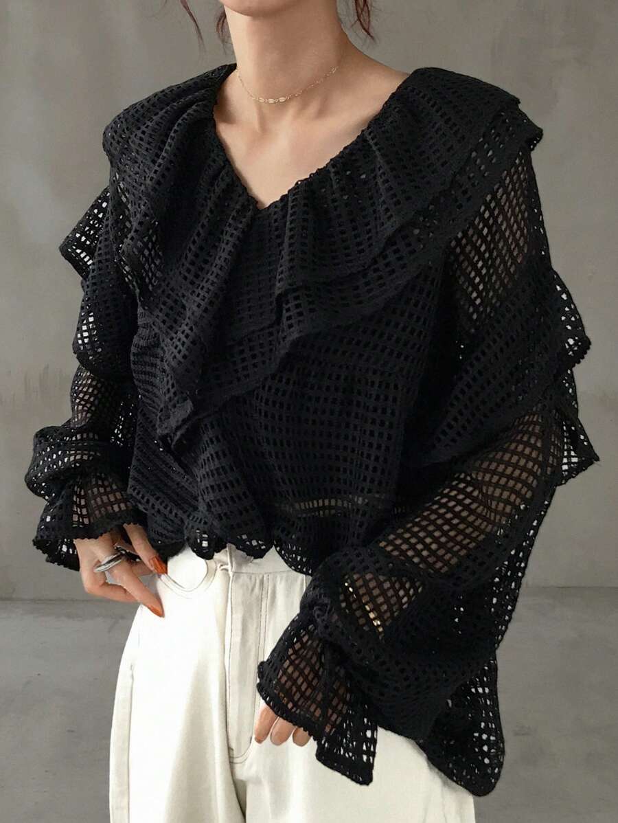 FRIFUL Blusa holgada con volantes para mujer talla grande, blusas de verano lindas, ropa de verano