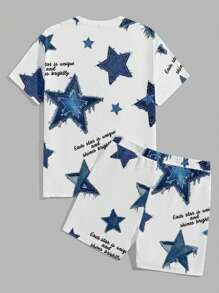 Manfinity Homme Men's Casual Star Graphic T-Shirt Set - White - View 2
