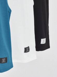 SHEIN 3pcs/Set Tween Boy Casual Streetwear Solid Color Graphic Letter Knit Crew Neck Loose Fit Sleeveless Top, 1pc Each Of 3 Colors, School, Campus, College