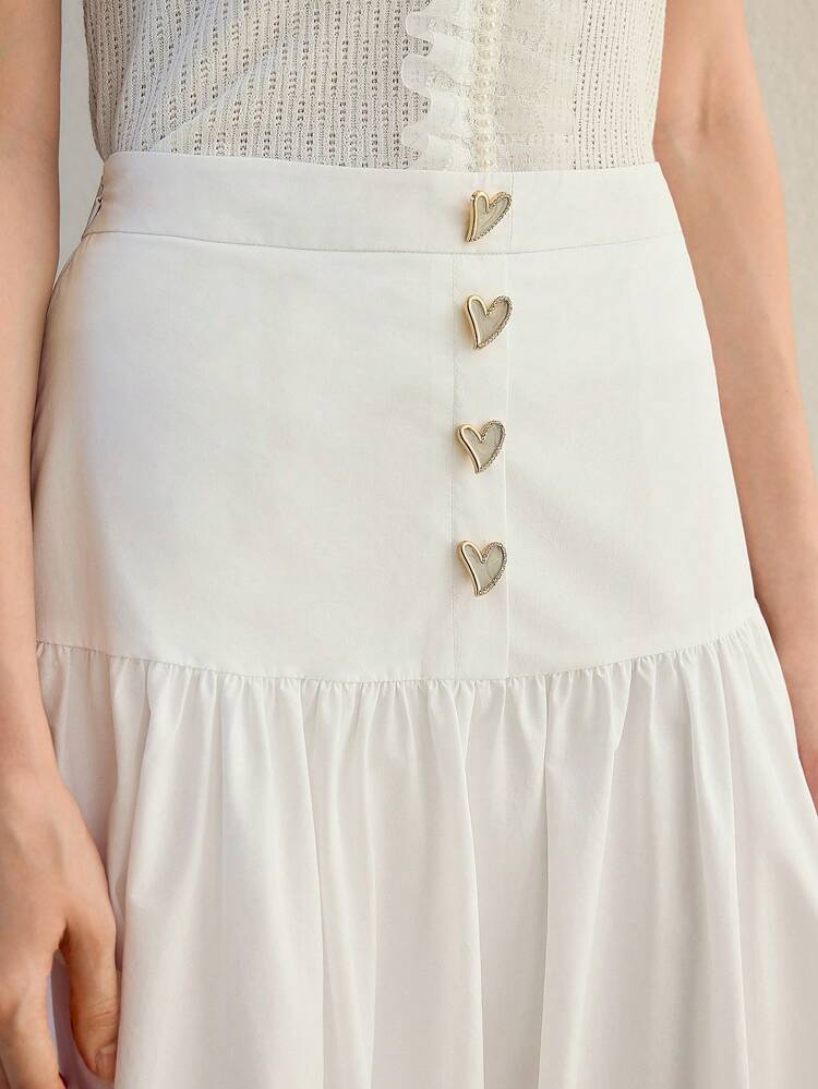 MOTF STUDIO BUTTON FRONT FOLD PLEATED SKIRT