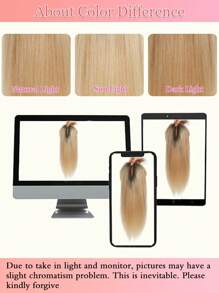 Topper per capelli lisci da 14 pollici, con base di 5,5"x5,5", in capelli umani, per donne con capelli diradati, accessori per capelli per donne - S2/24 - Visualizzare 10