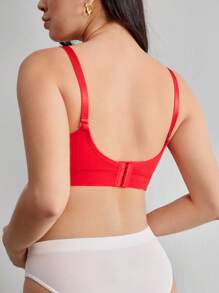 Maternity Casual Solid Color Nursing Bra - Red - View 2