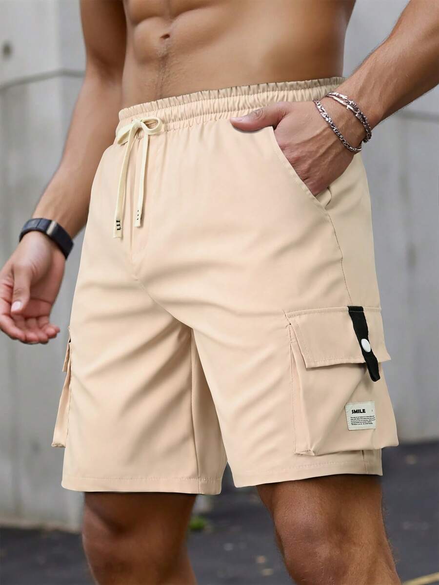 Manfinity LEGND Men's Khaki Casual Shorts: Breathable Fabric Multiple Pockets And A Comfortable Short Length Design - Khaki - View 1