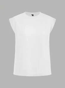 SHEIN LUNE 3pcs/Set Casual Minimalist Solid Color Round Neck Fitted Women T-Shirt, Suitable For Summer - Multicolor - View 4