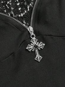 ROMWE J-Fashion Punk Style Cross Decor Multi-Layer Necklace Women Short Dress