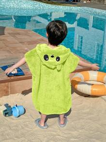 SHEIN Leap Crew 1 件男童休闲运动毛绒连体防晒泳衣，适合泳装、沙滩、假日活动 - 綠色 - 查看 2