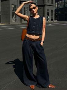 DAZY Women Denim Two Pieces Outfits - Blue - View 4