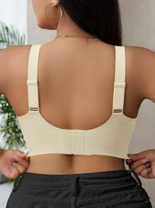 NudeFit Sujetador sin costuras de talla grande, con almohadillas extraíbles suaves, con rayas de soporte tipo goma, sujetador sin aros levantador, 1 pieza