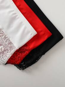 SHEIN 3pcs/Set Plus Size Women Lace Splicing Underwear, Fashionable And Suitable For Summer - Multicolor - View 5