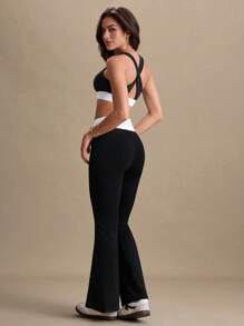 Eassivo Eassivo Conjunto premium de 2 piezas con patchwork en blanco y negro para mujer - Blanco y Negro - Ver 2